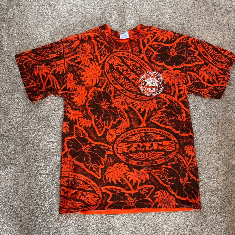 Vintage Harley Davidson HOG 2005 Wisconsin State Rally All Over Print Shirt M